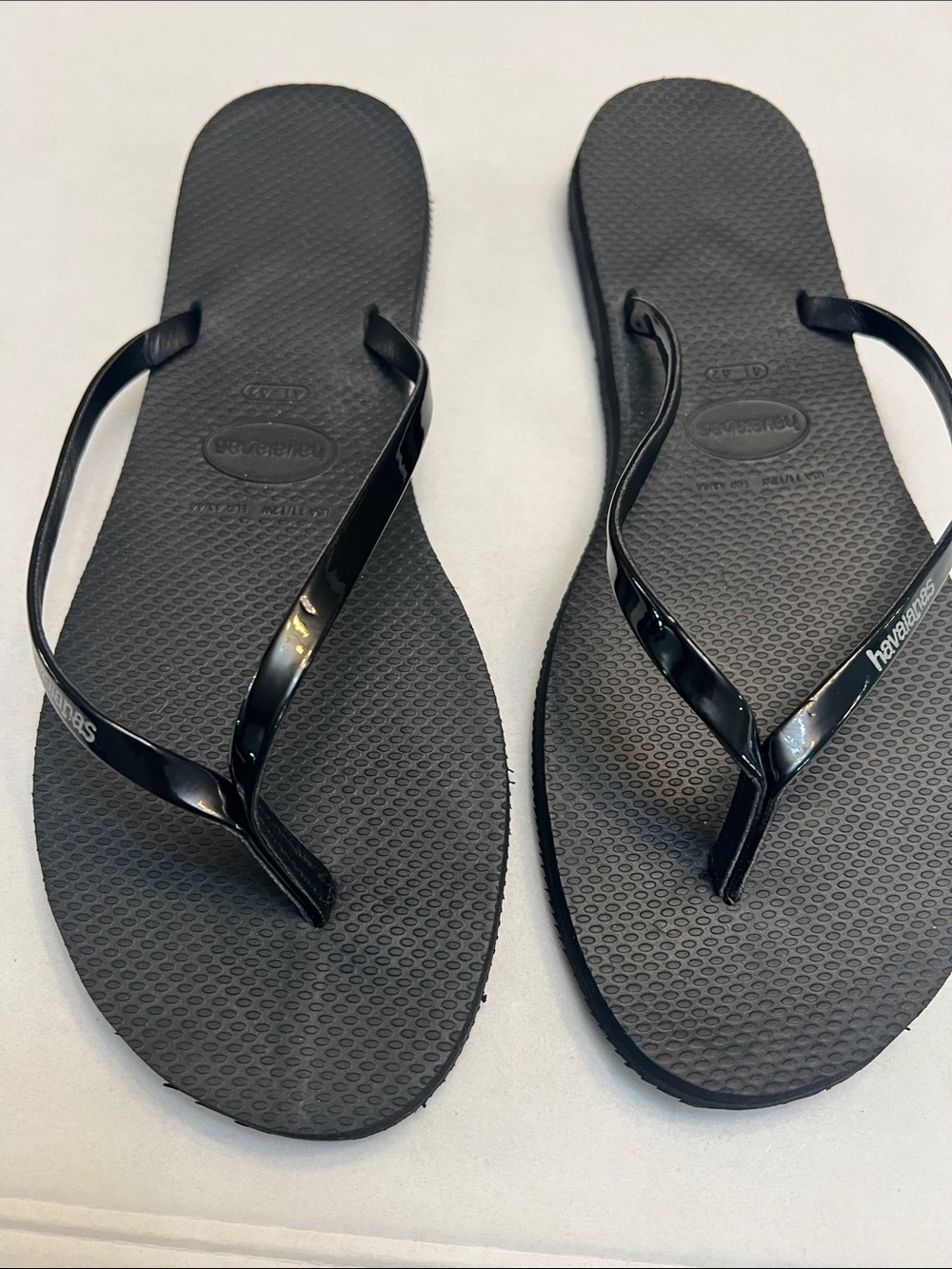 HAVAIANAS BLACK SLIM STRAP FLIP FLOP FLATS SIZE 11/12 WOMENS - Picture 7 of 9